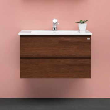 TVÄTTSTÄLLSKÅP 4AQUA SLIM GREPP MÖRKBRUN EK FANÉR 100CM