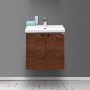 TVÄTTSTÄLLSKÅP 4AQUA MINIMAL LUCKOR MÖRKBRUN EK FANÉR 50CM