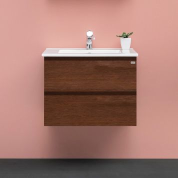 TVÄTTSTÄLLSKÅP 4AQUA SLIM GREPP MÖRKBRUN EK FANÉR 60CM