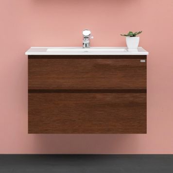 TVÄTTSTÄLLSKÅP 4AQUA SLIM H GREPP MÖRKBRUN EK FANÉR 100CM