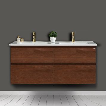 TVÄTTSTÄLLSKÅP 4AQUA SLIM H GREPP MÖRKBRUN EK FANÉR 120CM