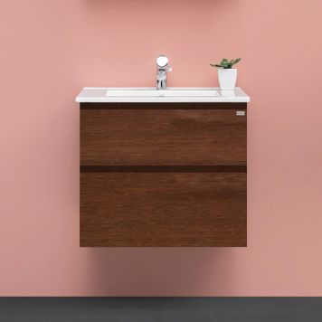 TVÄTTSTÄLLSKÅP 4AQUA SLIM H GREPP MÖRKBRUN EK FANÉR 60CM