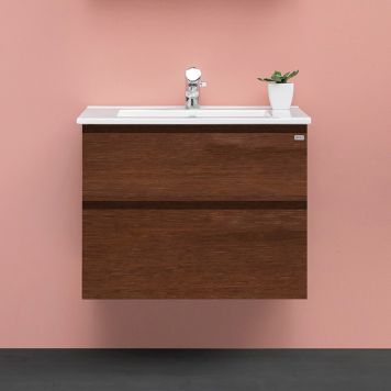 TVÄTTSTÄLLSKÅP 4AQUA SLIM H GREPP MÖRKBRUN EK FANÉR 80CM