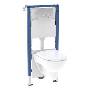 VÄGGHÄNGD TOALETT GEBERIT DUOFIX DELTA + WC-SKÅL RENOVA RIMLESS
