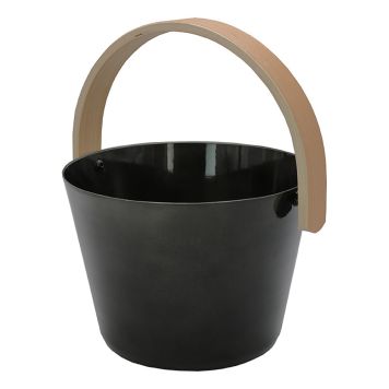 BASTUHINK SAUNIA SVART MED TRÄHANDTAG 5L