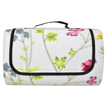 PICKNICKFILT VIKBAR VIT MED BLOMMOR 130X170CM