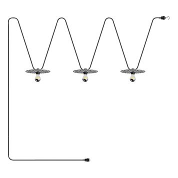 TAKLAMPA CREATIVE CABLES MAIOLICHE 3L IP44 10M SVART/VIT