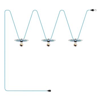 TAKLAMPA CREATIVE CABLES MAIOLICHE 3L IP44 10M BLÅ/VIT