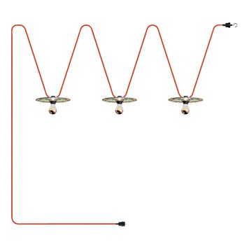 TAKLAMPA CREATIVE CABLES MAIOLICHE 3L IP44 10M RÖD/GRÖN