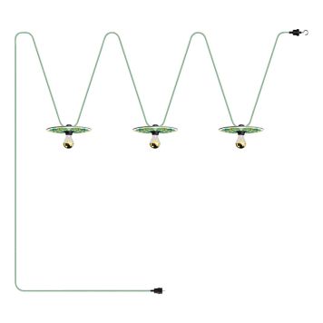 TAKLAMPA CREATIVE CABLES MAIOLICHE 3L IP44 10M GRÖN/VIT