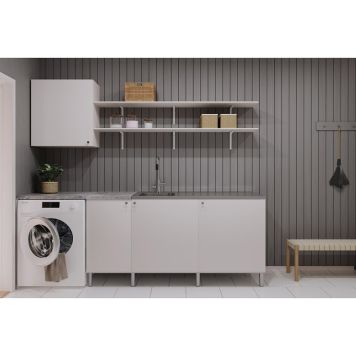 TVÄTTSTUGEMÖBEL CAMARGUE VIKA TVÄTT MED HYLLOR & DISKBÄNK