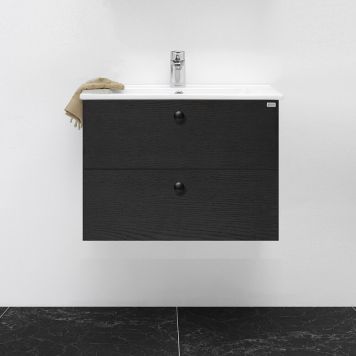 TVÄTTSTÄLLSKÅP 4AQUA SLIM 2 LÅDOR SVART EK 80CM