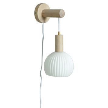 VÄGGLAMPA ANETA LIGHTING LAPPONIA E14 TRÄ/VIT