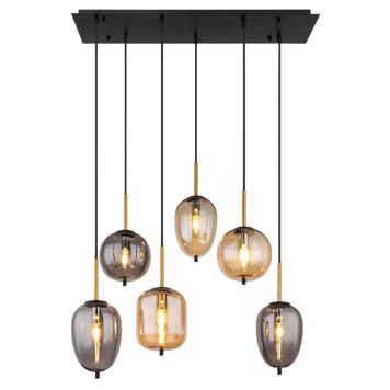PENDELLAMPA GLOBO BLACKY 6L AMBER/MATT SVART