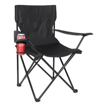 CAMPINGSTOL MED MUGGHÅLLARE SVART