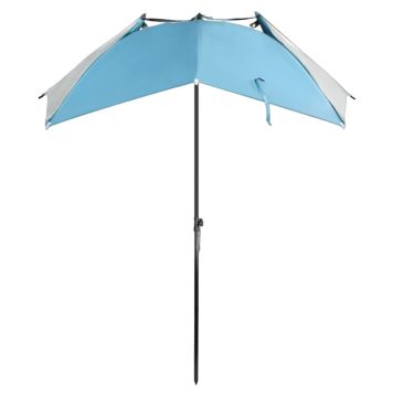 STRANDPARASOLL MED UV-SKYDD BLÅ/SILVER Ø270CM