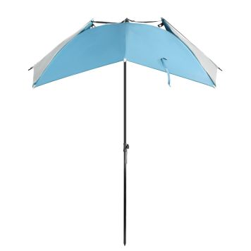 STRANDPARASOLL MED UV-SKYDD BLÅ/SILVER Ø270CM