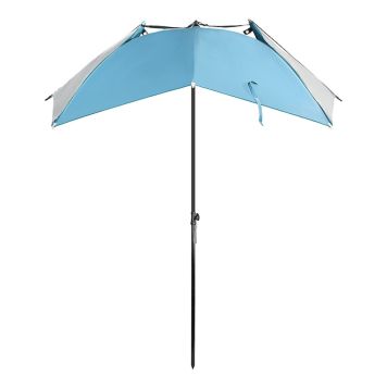 STRANDPARASOLL MED UV-SKYDD BLÅ/SILVER Ø270CM