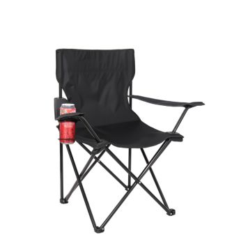 CAMPINGSTOL MED MUGGHÅLLARE SVART