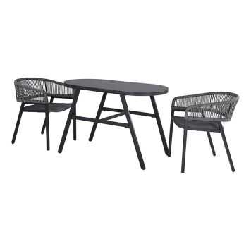 CAFÉSET OUTFIT BORD+2 STOLAR SVART