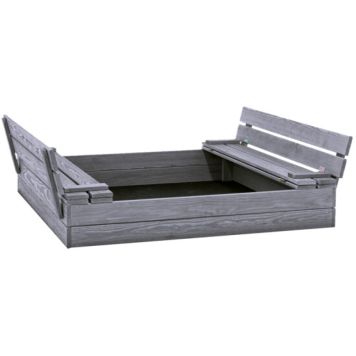 SANDLÅDA NORDIC PLAY ACTIVE MED LOCK 22X120X120CM GRÅ                                