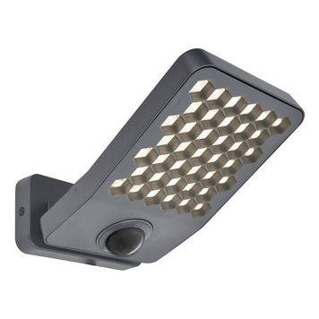 VÄGGLAMPA LUTEC ATLANTIS SENSOR 4000K MÖRKGRÅ 