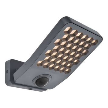 VÄGGLAMPA LUTEC ATLANTIS SENSOR 3000K MÖRKGRÅ 