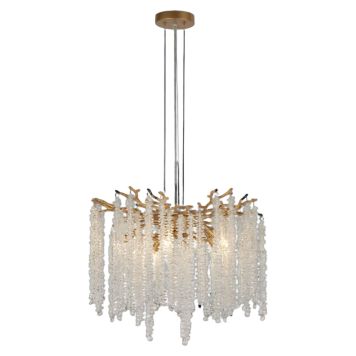 PENDELLAMPA SEARCHLIGHT LUX & BELLE 5L KRISTALL/GULD              
