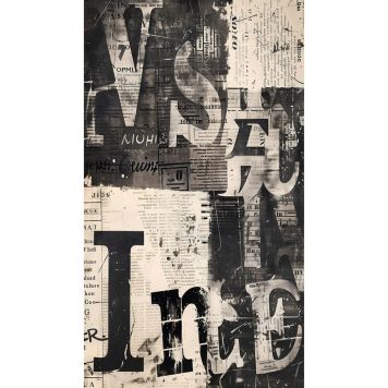 FOTOTAPET A.S CREATION COSMO LIVING TEXT SVARTVIT 159X280CM