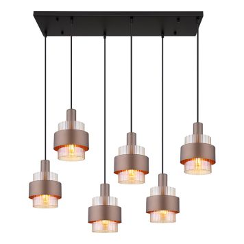 PENDELLAMPA GLOBO MILLEY 6L SVART/BRONS