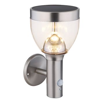 VÄGGLAMPA GLOBO SOLCELL IP44 ROSTFRI