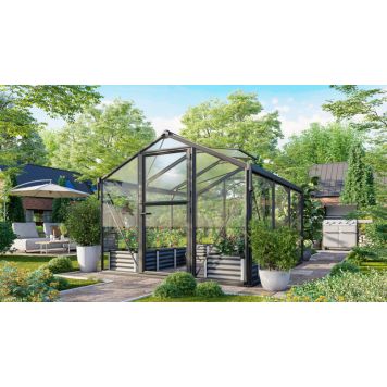 VÄXTHUS VITAVIA DEIMOS 8500 HÄRDAT GLAS/POLY SVART 8,5M²