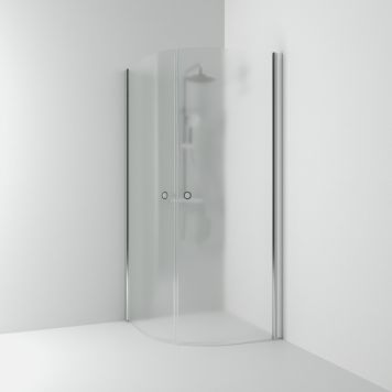 DUSCHDÖRR SVEDBERGS SKOGA HALVRUND 90CM BLANK ALU/FROST