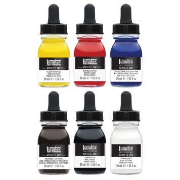 AKRYLBLÄCK LIQUITEX AKRYLFÄRGSET INK ESSNTIALS 6X30ML