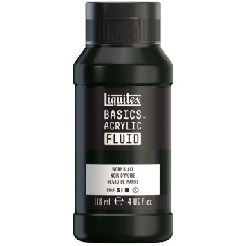 AKRYLFÄRG LIQUITEX BASICS FLUID IVORY BLACK 118ML