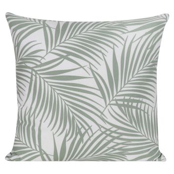 PRYDNADSKUDDE MÖNSTRAD LÖV 50x50CM VIT/GRÖN