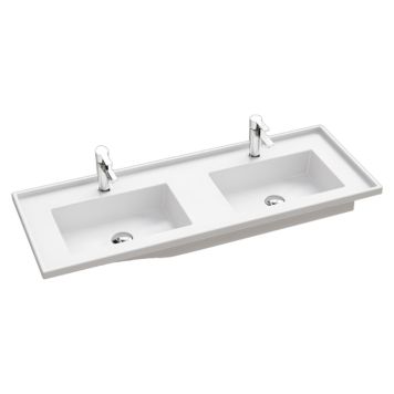 TVÄTTSTÄLL DUBBEL SCANBAD LINTEL PORSLIN VIT 120CM