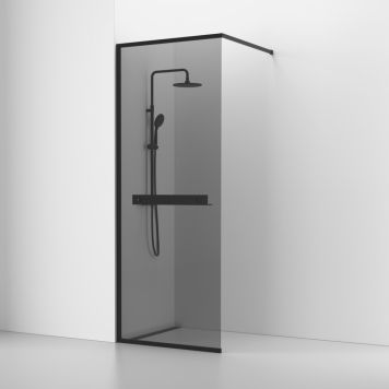 DUSCHVÄGG SVEDBERGS LANGFOSS SVART MATT RÖKGLAS 80X230CM