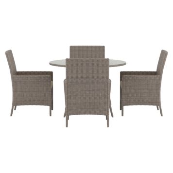 MATGRUPP VENTURE HOME LEFKAS RUND + 4 STOLAR BRUN