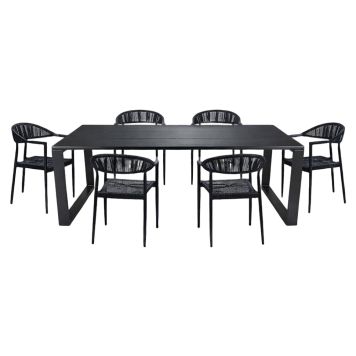 MATGRUPP SUNFUN MATBORD BLIDÖ+6 STOLAR FIONA SVART