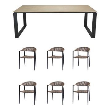 MATGRUPP SUNFUN MATBORD BLIDÖ+6 MATSTOLAR FIONA NATUR