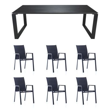 MATGRUPP SUNFUN MATBORD BLIDÖ+6 STAPELSTOLAR BIANCA SVART