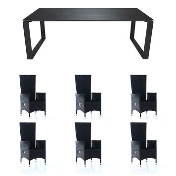 MATGRUPP SUNFUN MATBORD BLIDÖ+6 POSITIONSSTOLAR NOVA SVART