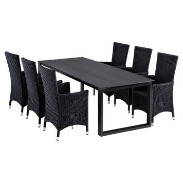 MATGRUPP SUNFUN MATBORD BLIDÖ+6 POSITIONSSTOLAR NOVA SVART