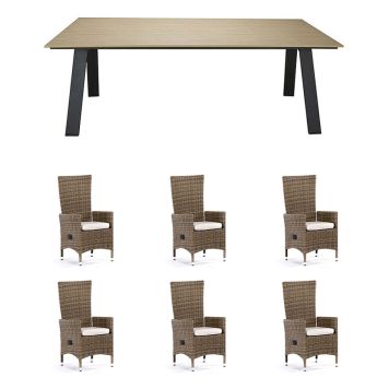 MATGRUPP SUNFUN MATBORD UTÖ+6 POSITIONSSTOLAR NOVA NATUR