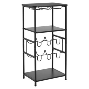 VINHYLLA ZELLER METALL/TRÄ SVART