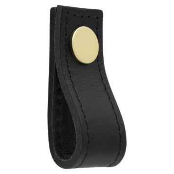 HANDTAG THEOFILS AVIO LÄDER MÄSSING/SVART 