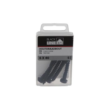 FRANSK TRÄSKRUV BLACKLINE HCP 6X40MM 5ST/FRP