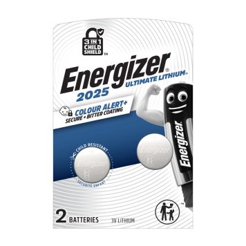 KNAPPCELLSBATTERI ENERGIZER LITHIUM CR2025 2-PACK