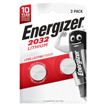 KNAPPCELLSBATTERI ENERGIZER LITHIUM CR2032 2-PACK